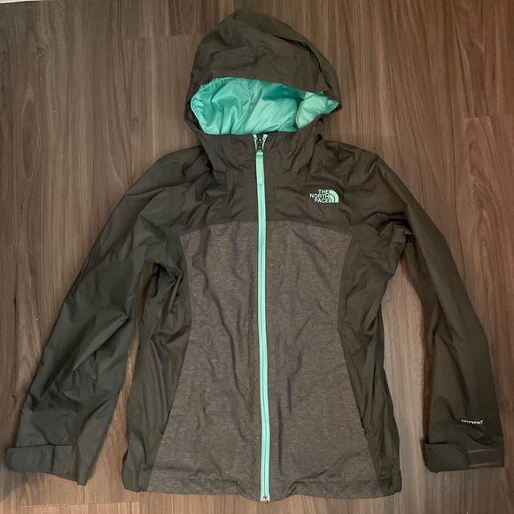 The North Face Girls Gray Jacket with Teal Lining  Dry Vent size S 7/8 - Picture 1 of 10